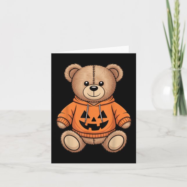 Nalle Pumpkin Graphic Fall Halloween Kort (Framsida)