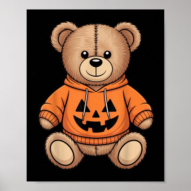 Nalle Pumpkin Graphic Fall Halloween Poster (Framsidan)