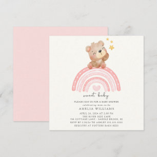 Nalle Rainbow Baby Shower Inbjudningar