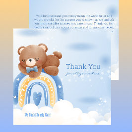 Nalle Rainbow Boys Baby Shower Tack Kort