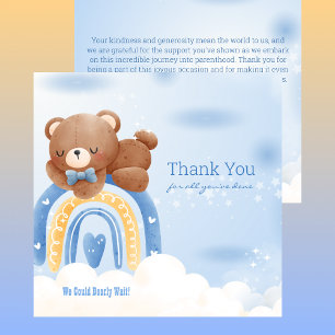 Nalle Rainbow Boys Baby Shower Tack Kort