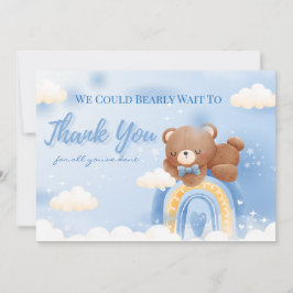 Nalle Rainbow Boys Baby Shower Tack Kort