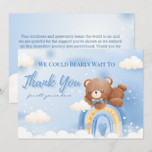 Nalle Rainbow Boys Baby Shower Tack Kort
