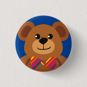 Nalle Rainbow Cute 1:a födelsedagen Party Knapp