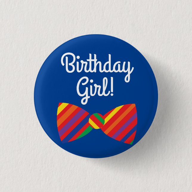 Nalle Rainbow Cute 1:a födelsedagen Party Knapp (Framsida)