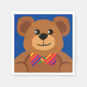 Nalle Rainbow Cute 1:a födelsedagen Party Pappersservett