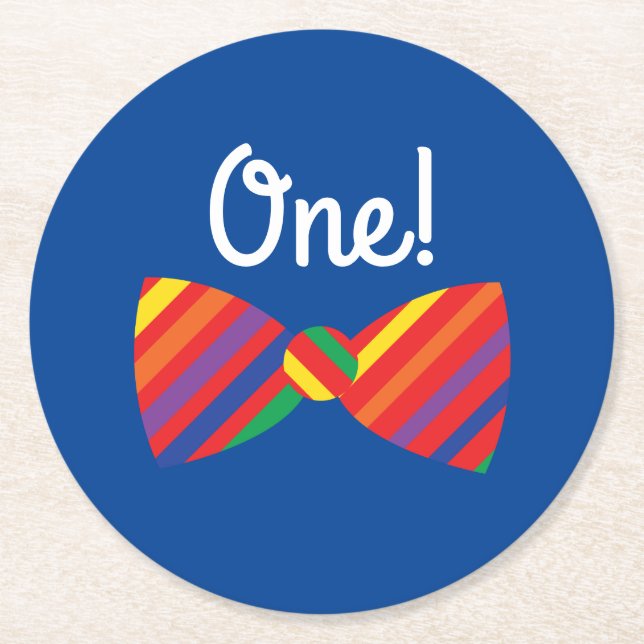 Nalle Rainbow Cute Barn Födelsedagsfest Underlägg Papper Rund (Framsidan)