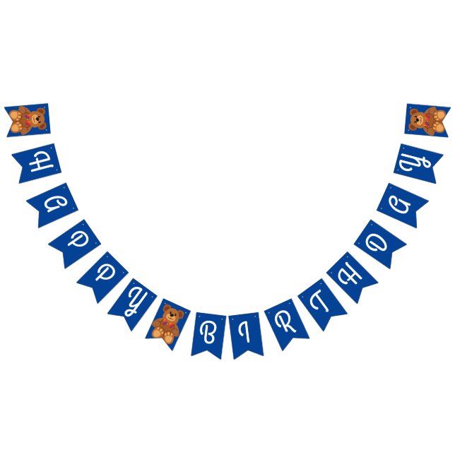 Nalle Rainbow Cute Barn Födelsedagsfest Vimplar (Alla)