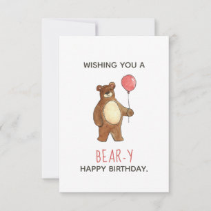 Nalle Red Balloon Flat Card