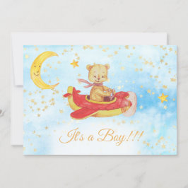 *~* Nalle Red Flygplan Baby Stars Boy Shower Inbjudningar