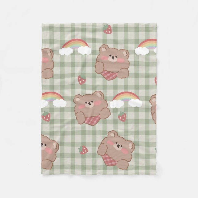 Nalle & Regnbåge Sherpa Blanket Fleecefilt (Framsidan)