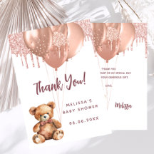 Nalle ro Baby Shower-tack för ditt kort