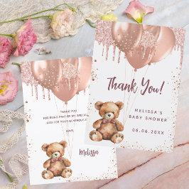 Nalle ro Baby Shower-tack för ditt kort
