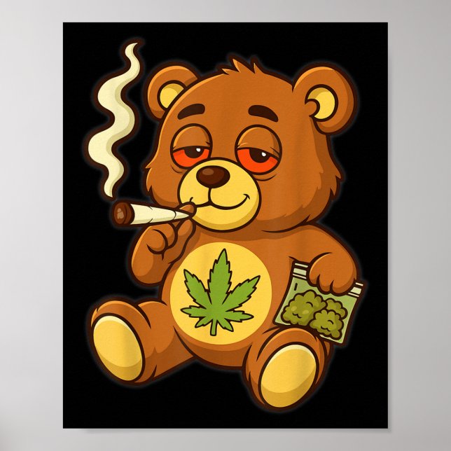Nalle Rökbjörn Ogräs med gemensam Löv Poster (Framsidan)