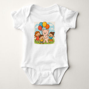 Nalle Roligt med ballonger och barn T Shirt