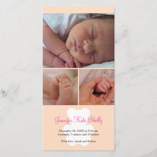 Nalle rosa baby födelseattest i samband med meddelande