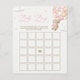 Nalle Rosa Baby Shower Bingo Game