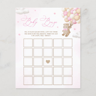 Nalle Rosa Baby Shower Bingo Game