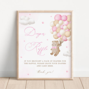 Nalle Rosa Baby Shower Diaper Raffle Poster