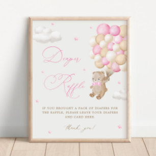 Nalle Rosa Baby Shower Diaper Raffle Poster