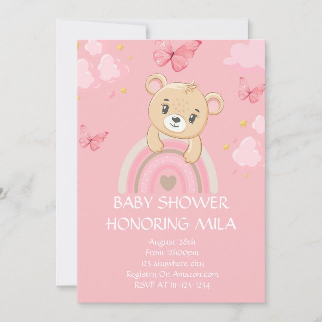 NALLE ROSA BABY SHOWER-INBJUDAN INBJUDNINGAR (Framsida)