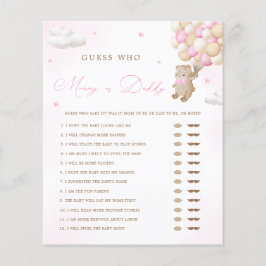 Nalle Rosa Baby Shower Mamma eller pappa Game