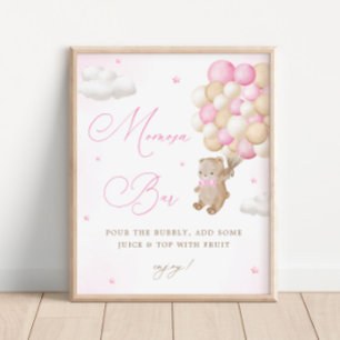 Nalle Rosa Baby Shower Mimosa Pub Poster