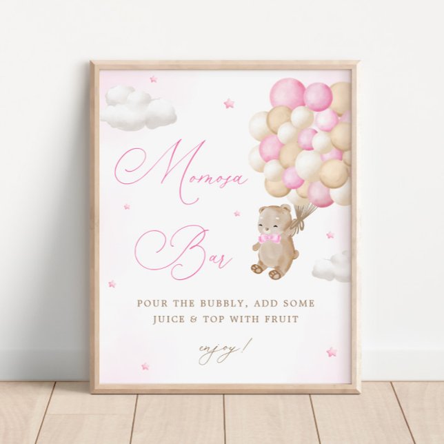 Nalle Rosa Baby Shower Mimosa Pub Poster (Skapare uppladdad)