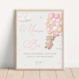 Nalle Rosa Baby Shower Mimosa Pub Poster