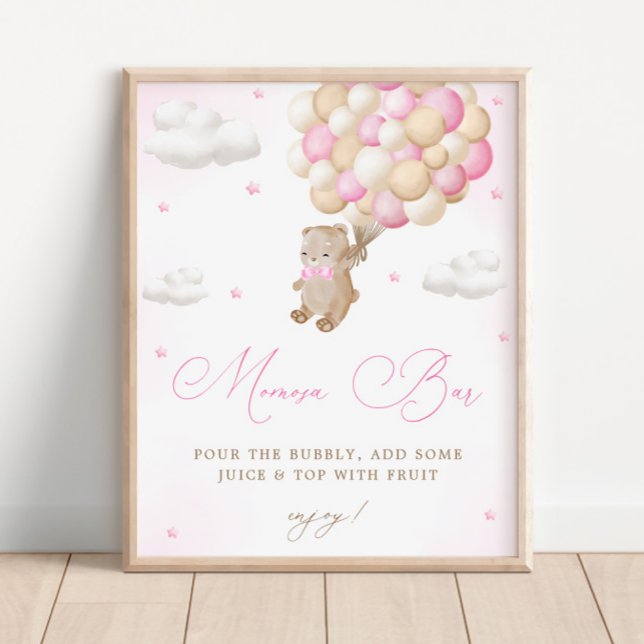 Nalle Rosa Baby Shower Mimosa Pub Poster (Skapare uppladdad)