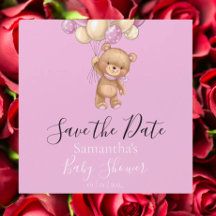 Nalle Rosa Ballon Baby Shower Spara datum