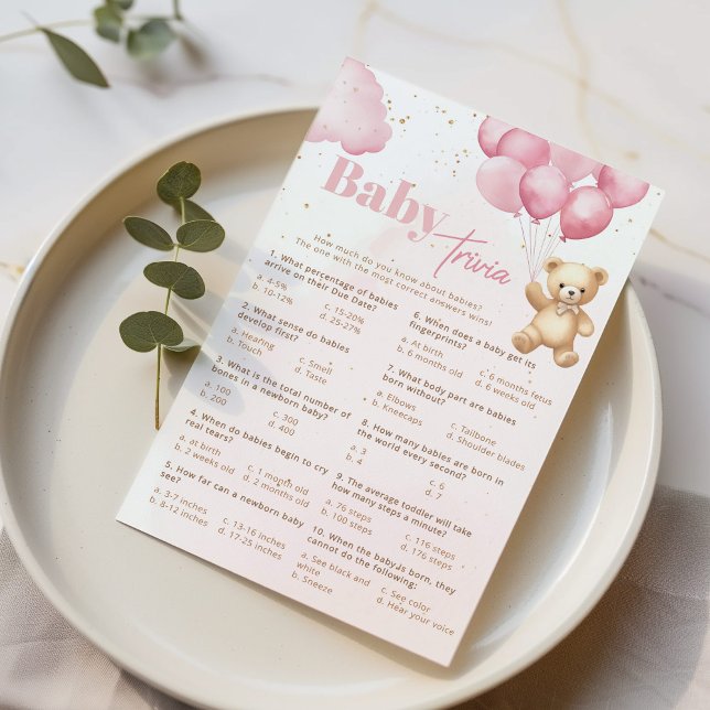 Nalle rosa ballonger baby trivia-spel (Skapare uppladdad)