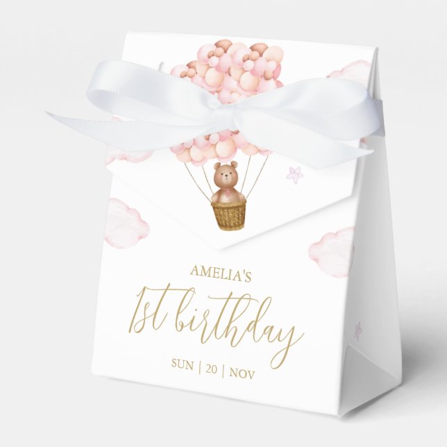 Nalle Rosa Balloons Födelsedagsfest Presentaskar (Framsidan Sidan)