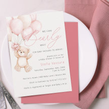 Nalle Rosa Balloons Girl Baby Shower