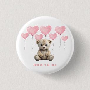Nalle Rosa Balloons Girl Mamma ska vara Knapp