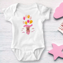 Nalle Rosa Balloons Girl Namn T Shirt