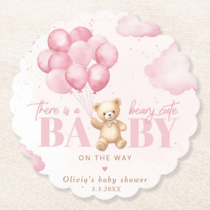 Nalle rosa Beary Söt babydusch Underlägg Papper