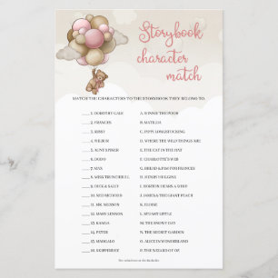 Nalle rosa brun Storybook-teckenmatchning