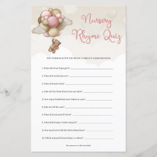 Nalle rosa brunballonger Nursery Rhyme Quiz