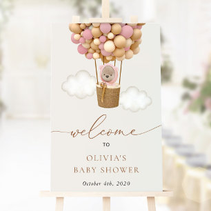 Nalle, Rosa-bubblor, välkomstbesök för babyskor Poster