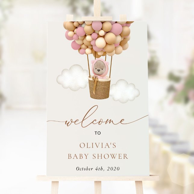 Nalle, Rosa-bubblor, välkomstbesök för babyskor Poster (Skapare uppladdad)
