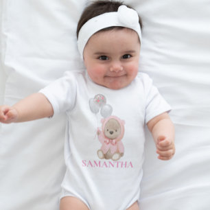 Nalle Rosa Flickans Personlig T Shirt
