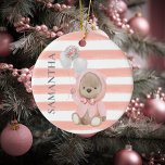 Nalle Rosa Girl Girl Girl's Personlig Baby Gift Julgransprydnad Keramik<br><div class="desc">Den här designen kan vara personlig i det område som tillhandahålls genom att ändra fotot och/eller text. Du kan också anpassa den genom att klicka på Anpassa den här mallen och sedan välja klicka för att anpassa ytterligare alternativ och ta bort eller ändra färg i bakgrunden, lägga till text, ändra...</div>