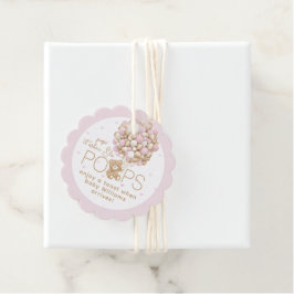 Nalle Rosa Heart & Balloon Flicka Shower Gåvor Etiketter