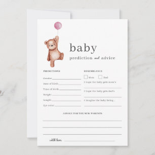 Nalle Rosa Prediction and Advice Baby Shower Inbjudningar