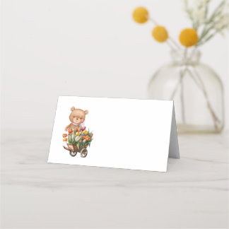 Nalle Rosa Rustic Blommigt Party Bord-kort Placeringskort