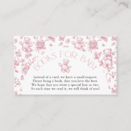 Nalle Rosa Toile Bokar for Baby Shower Encloes Tilläggskort