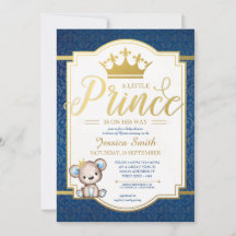 Nalle Royal Prince Baby Shower-inbjudan