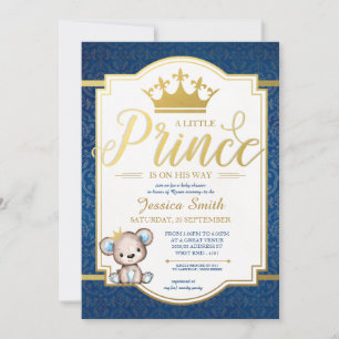 Nalle Royal Prince Baby Shower-inbjudan Inbjudningar