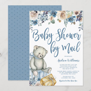 Nalle Rustic Blommigt Boy Shower efter post Inbjudningar